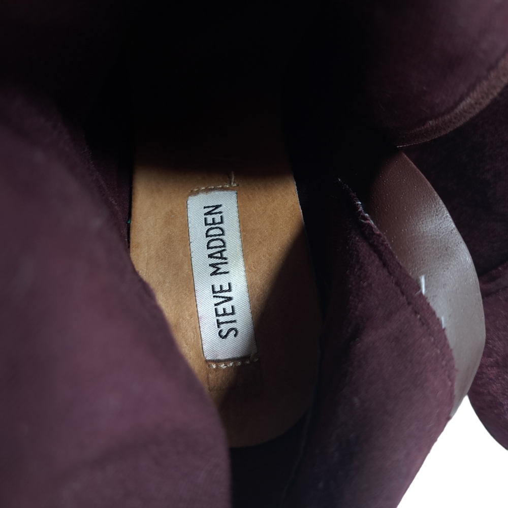 Steve Madden Women's Jaque Burgundy Velvet Ankle Boots 9M - Picture 9 of 15